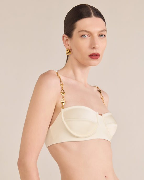 Half Cup Bikini with Pyramid Strap and Chain